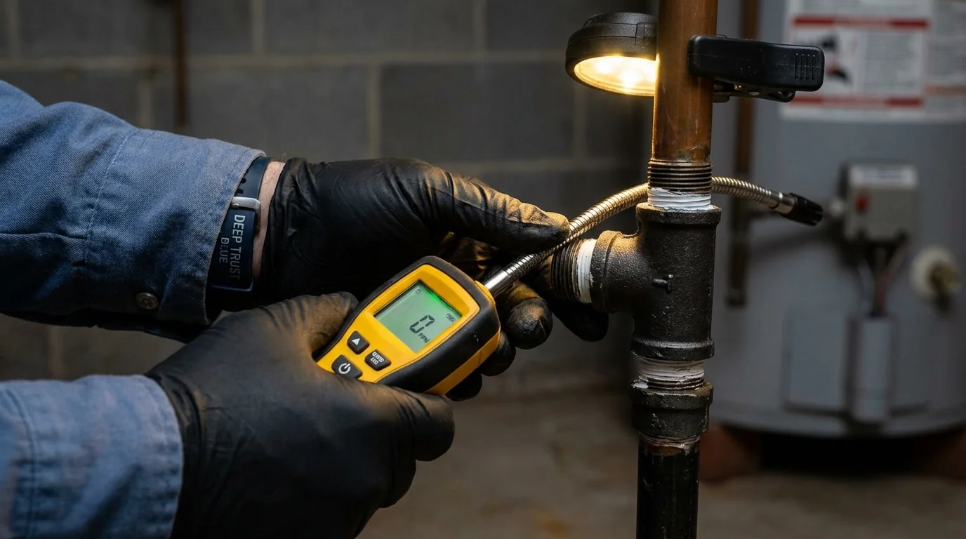 Gas leak detection with electronic sniffer by Johns Plumbing LLC in Bellefontaine