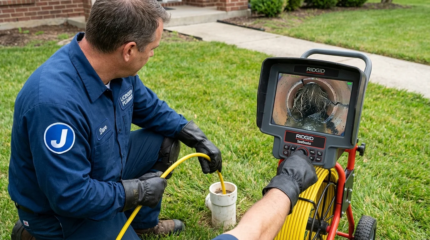 Sewer camera inspection being performed by Johns Plumbing LLC in Bellefontaine